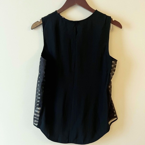 Zara Black Tank top Sheer Striped Side Panels Size Medium NEW $59 Round Neck - Picture 7 of 10